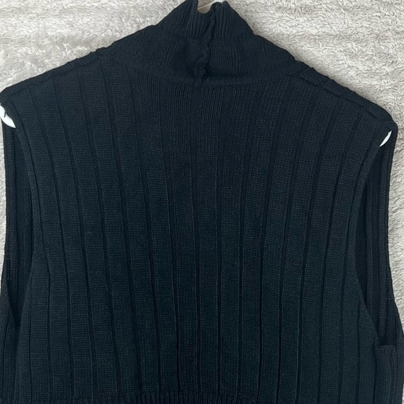 Vintage witchy whimsigoth Black Sleeveless Knit Cardigan Medium Ruffled Ribbed - Picture 8 of 12